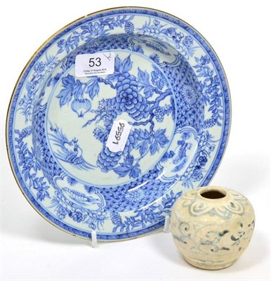 Lot 53 - A Vietnamese Hoi An wreck blue and white small pot with certificate; together with a Chinese...