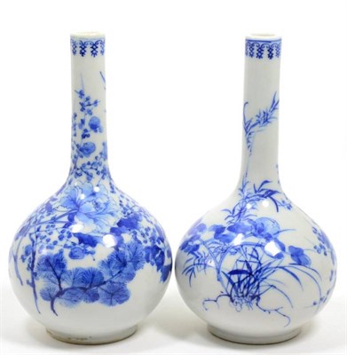 Lot 58 - A pair of Chinese blue and white bottle vases