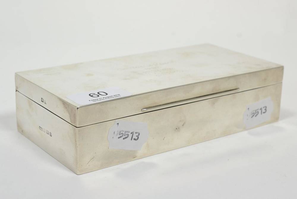 Lot 60 - Equestrian interest: a George V silver cigarette box by HHP, Birmingham, 1926, inscribed...