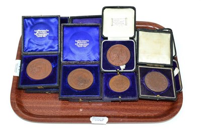Lot 71 - Five late 19th/early 20th century bronze agricultural and other medallions from Edinburgh...