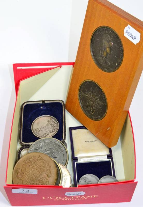 Lot 73 - A group of Victorian and later local government and authority silver and bronze medallions...
