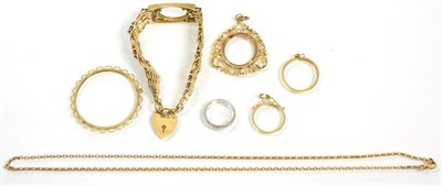 Lot 79 - A 9 carat gold gate link bracelet with padlock clasp and vacant buckle (formerly housed a...