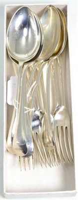 Lot 112 - Six silver dessert spoons and dessert forks, Viners Ltd, Sheffield 1930/31, 19.6ozt