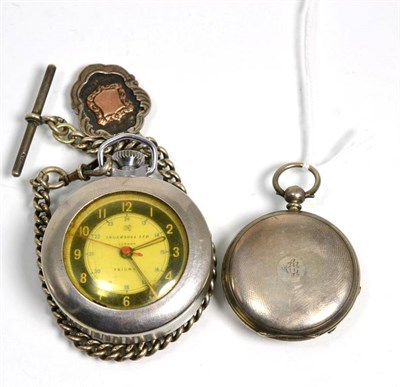 Lot 119 - An Ingersoll Ltd pocket watch on silver curb link chain; together with a full hunter pocket...