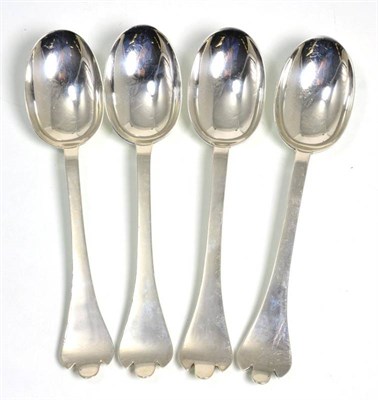 Lot 127 - A set of four silver trefid spoons, London 1938/39, 4.8ozt, each with Roehampton golf club...