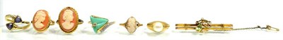 Lot 134 - A cultured pearl ring, a single cultured pearl to a tapering brushed polished shank, finger size I