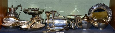 Lot 162 - A group of dressing table brushes and a mirror; a pair of posy vases; and a quantity of silver...