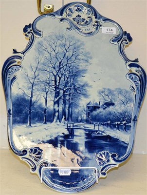 Lot 174 - A Dutch Delft wall plaque, signed