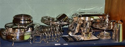 Lot 185 - A large assortment of silver-plate and EPNS wares including entree dishes, fish servers, trays,...