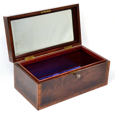 Lot 225 - A 19th century mahogany and satinwood banded hinged box with key