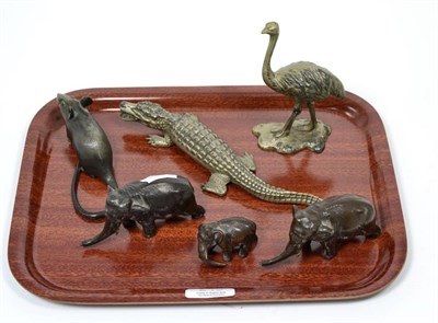 Lot 243 - Six various Japanese and other cast metal animal figures