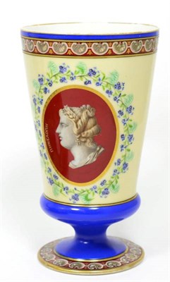 Lot 253 - A Victorian painted glass pedestal vase