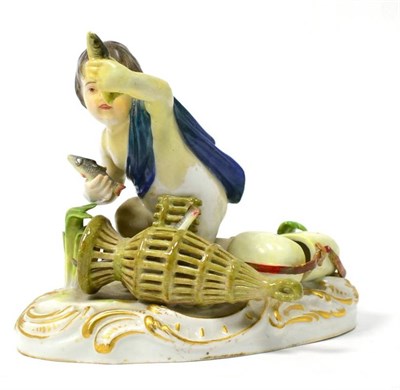 Lot 265 - A late 19th century Meissen figure of a fisher boy (extensive restoration)