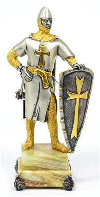 Lot 266 - Maestro Guiseppe Vasari ''Italian Crusader'' no 71 /400, cast metal, signed, on an onyx base