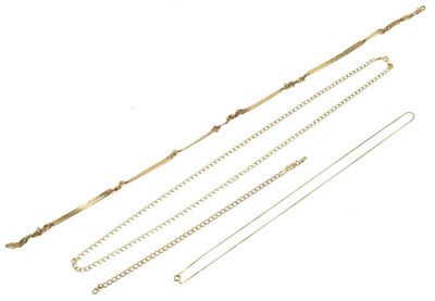 Lot 291 - A 9 carat gold cuban link chain necklace and bracelet suite, length 61cm and 19cm (bracelet...