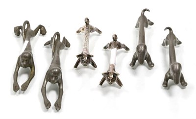 Lot 317 - Three pairs of Kayserzinn metal animal knife rests