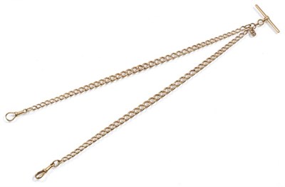 Lot 335 - A 9 carat gold double Albert watch chain