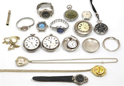 Lot 338 - A group of wristwatches and pocket watches including silver and military pocket watches