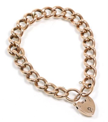 Lot 353 - A curb link bracelet with a 9 carat gold padlock clasp, length 19cm