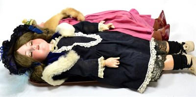 Lot 361 - Armand Marseille 370 bisque shoulder head doll, with sleeping blue eyes, open mouth, on a kid...