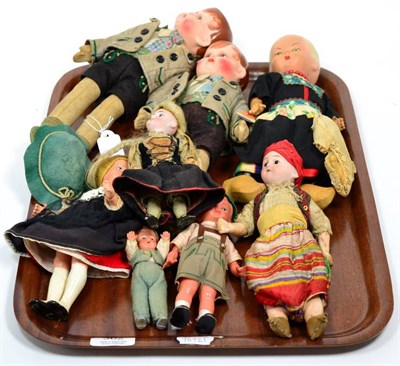 Lot 362 - Assorted Dolls, including a pair of Kathe Kruse style boy dolls, with papier mache painted...