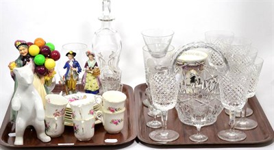 Lot 364 - Pair of Samson figures, Royal Doulton Biddy Penny Farthing, Coalport coffee set, cut glass...