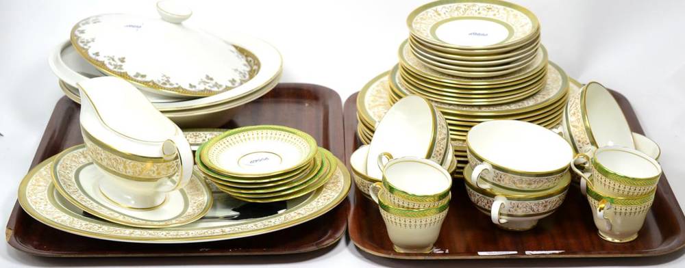 Lot 366 - A Minton 'Aragon' pattern part dinner service; with two Royal Doulton lidded serving dishes in...