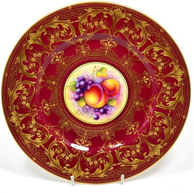 Lot 377 - A Royal Worcester fruit study cabinet plate, signed C Hughes