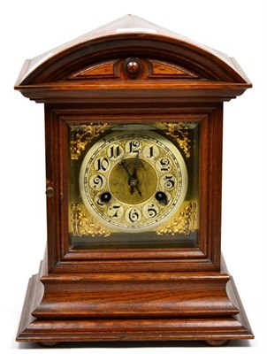 Lot 394 - A German striking mantel clock, movement stamped Junghams