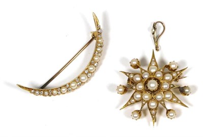 Lot 409 - A late nineteenth century split pearl star pendant/brooch, with removable pearl set bail,...