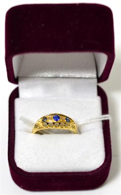 Lot 11 - An early 20th century sapphire and diamond ring, 18 carat yellow gold, Chester 1914