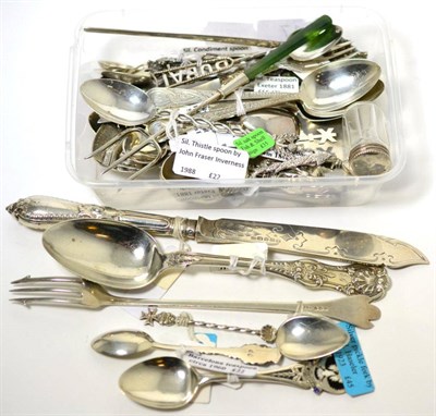 Lot 17 - A group of silver including cigarette case, fish knife, quantity of spoons etc together with...