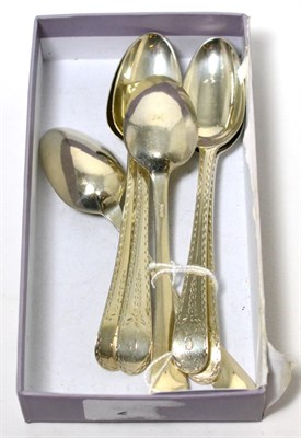 Lot 49 - A set of six George III silver bright cut teaspoons, Hester Bateman, circa 1780, bottom marks,...