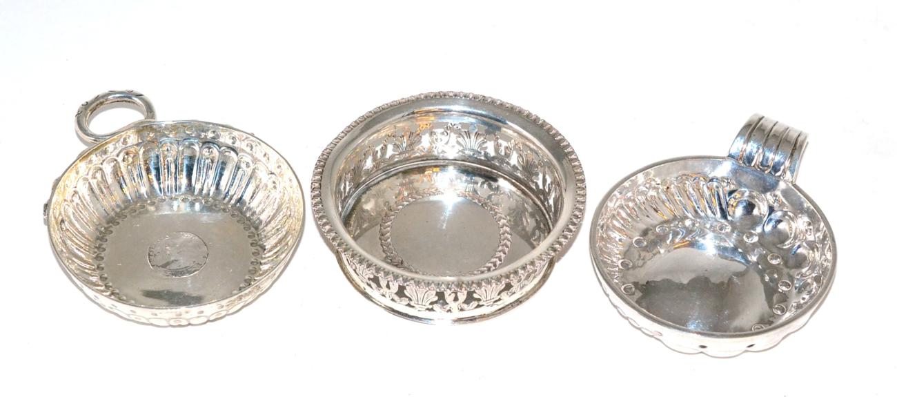 Lot 61 - An English silver wine taster, D & J Welby, together with an Italian small silver coaster,...