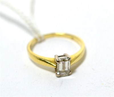 Lot 91 - An octagonal cut diamond solitaire ring, estimated diamond weight 0.50 carat approximately