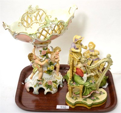 Lot 110 - A group of three 19th century Continental porcelain figures