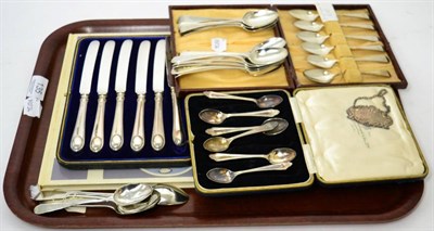 Lot 135 - Two cased sets of six silver spoons, by Cooper Bros & Sons, various dates, Sheffield; some...