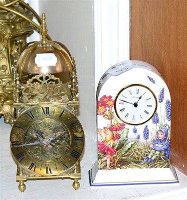 Lot 173 - A lantern style timepiece and a Wedgwood timepiece (2)