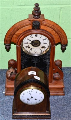 Lot 175 - A mahogany domed mantel clock with ebony mounts and a shelf clock (2)