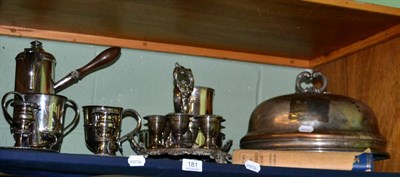 Lot 181 - A small group of Sheffield silver plated wares including a chocolate pot on stand, egg cruet,...