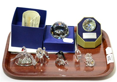 Lot 224 - Nine various Swarovski crystal ornaments, including Member's crystal