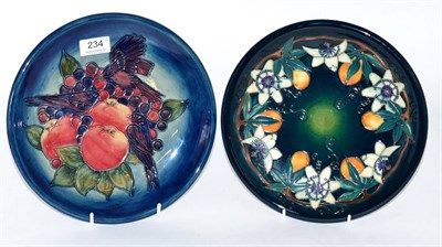 Lot 234 - A modern Moorcroft Finches pattern plate and another (2)