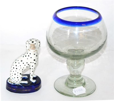Lot 258 - A George III glass goblet, together with a Staffordshire dalmation