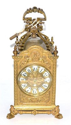 Lot 262 - A French brass carriage timepiece