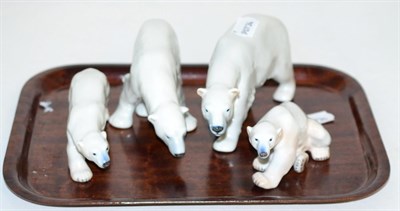 Lot 279 - A group of four Royal Copenhagen polar bear models