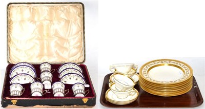 Lot 286 - A cased Royal Worcester silver mounted coffee set, comprising six cups and saucers, retailed by...