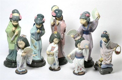 Lot 306 - Eight Lladro figures of Oriental ladies