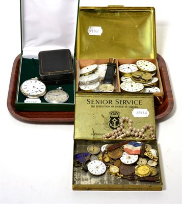 Lot 314 - Two pocket watches signed H Moser & Co and Armand, Geneve and a quantity of pocket watch movements