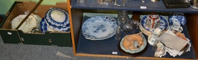 Lot 319 - A Lladro figure, a blue and white Burslem Losol ware vase, collectors plates, Border Fine Art...