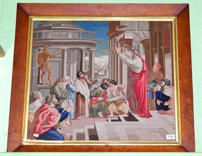 Lot 1006 - A needlework religious scene, framed